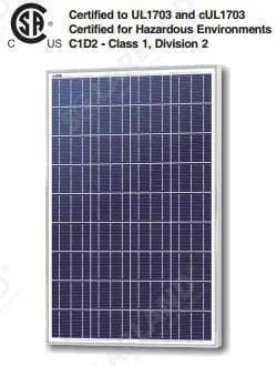 100W 12VDC Solar Panel Rated for Class 1 Division 2 Environments
