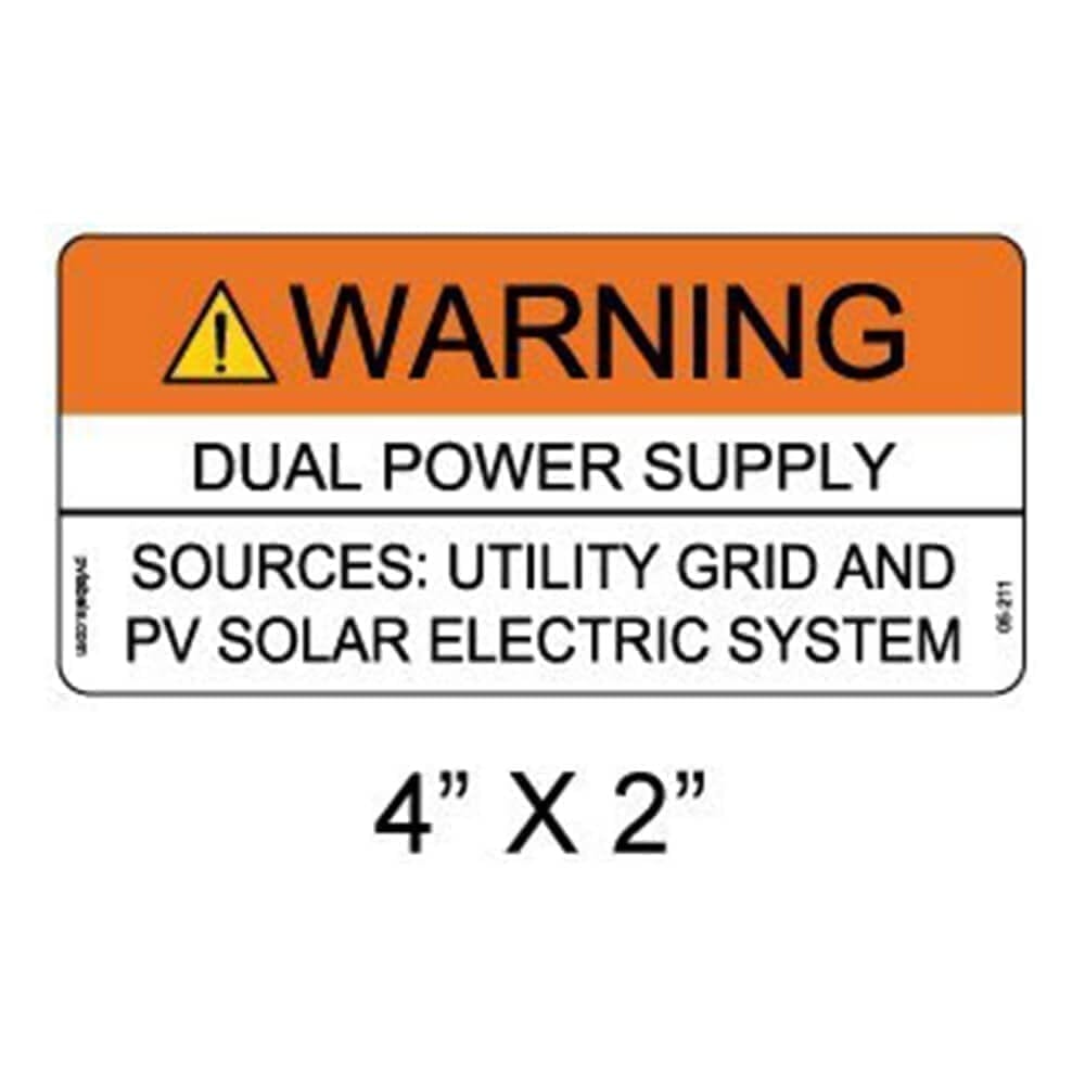 DUAL POWER SOURCE SOLAR WARNING LABELS 10 PACK
