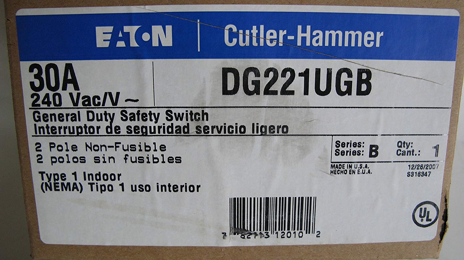 CDG221UGB Details about   New Eaton Cuttler-Hammer general duty safety switch Model 